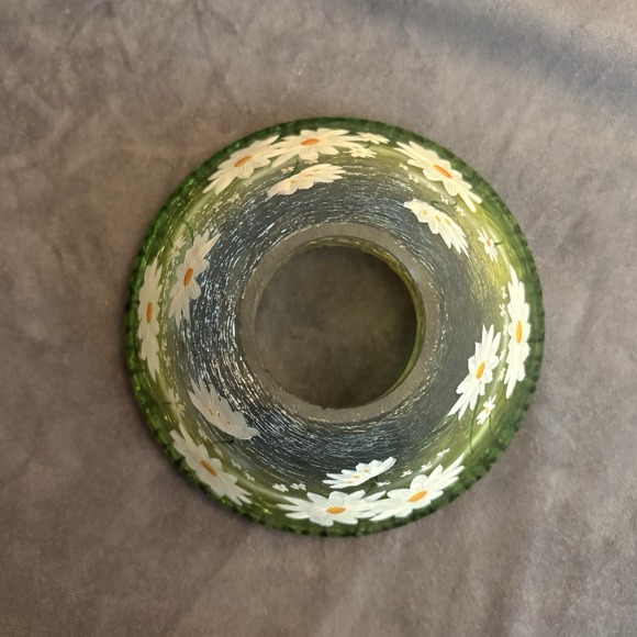 Yankee Candle Hand Painted Daisy Glass Shade Green Crackle - Picture 4 of 6